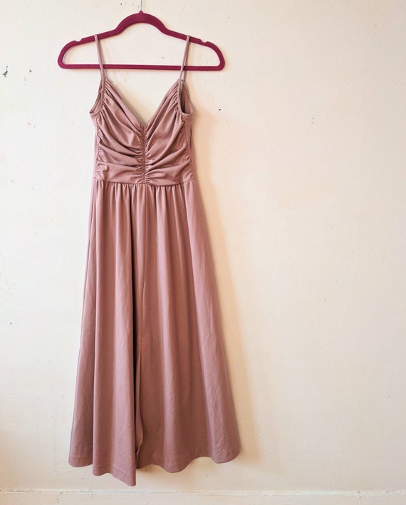 Vintage 1970s Disco Dress // Rose Pink Dancing Dr… - image 1