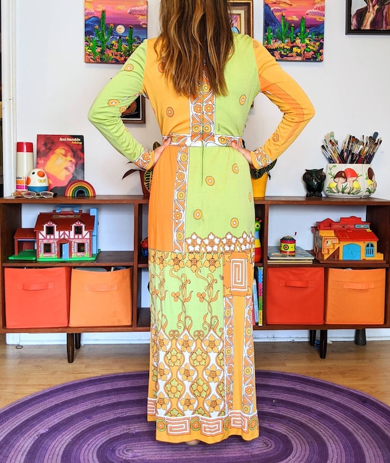 Size M Rare Vintage 1960s 1970s Psychedelic Maxi … - image 2