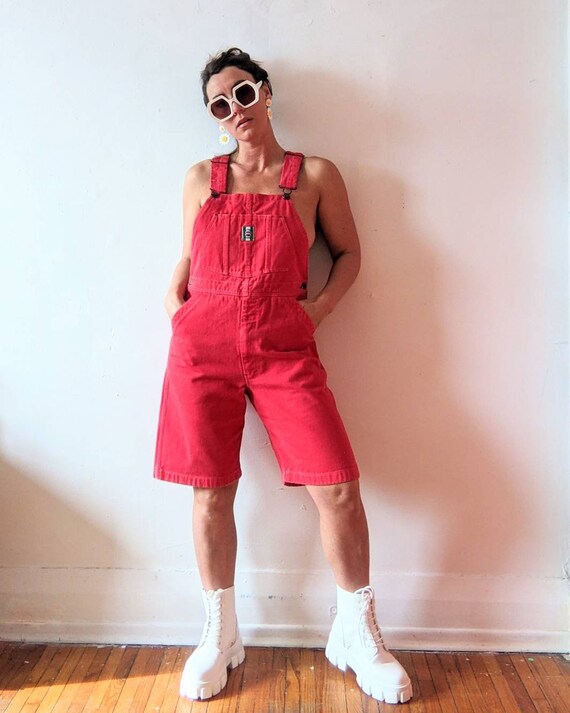 Red overall best sale shorts