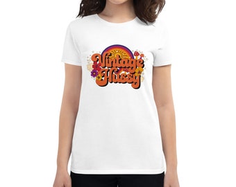 Vintage Collector Gift // Novelty Gift // Zwart-wit retro T-shirt// Vintage Hussy T-shirt// Dames T-shirt // Psychedelische afbeelding
