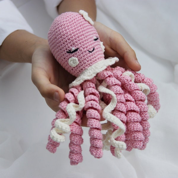 Handmade Octopus Plush Toy for premature baby toy Amigurumi Octopus Jellyfish Cute Crochet Octopus toy for Preemie Nicu Octopus Baby Doll