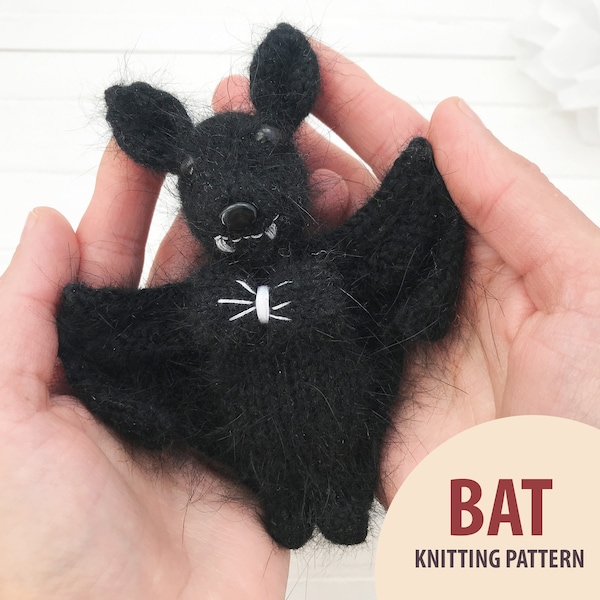 Bat toy KNITTING PATTERN, Bat decorations diy tutorial, Easy bat craft, Stuffed animal pattern, Handmade craft toy gift