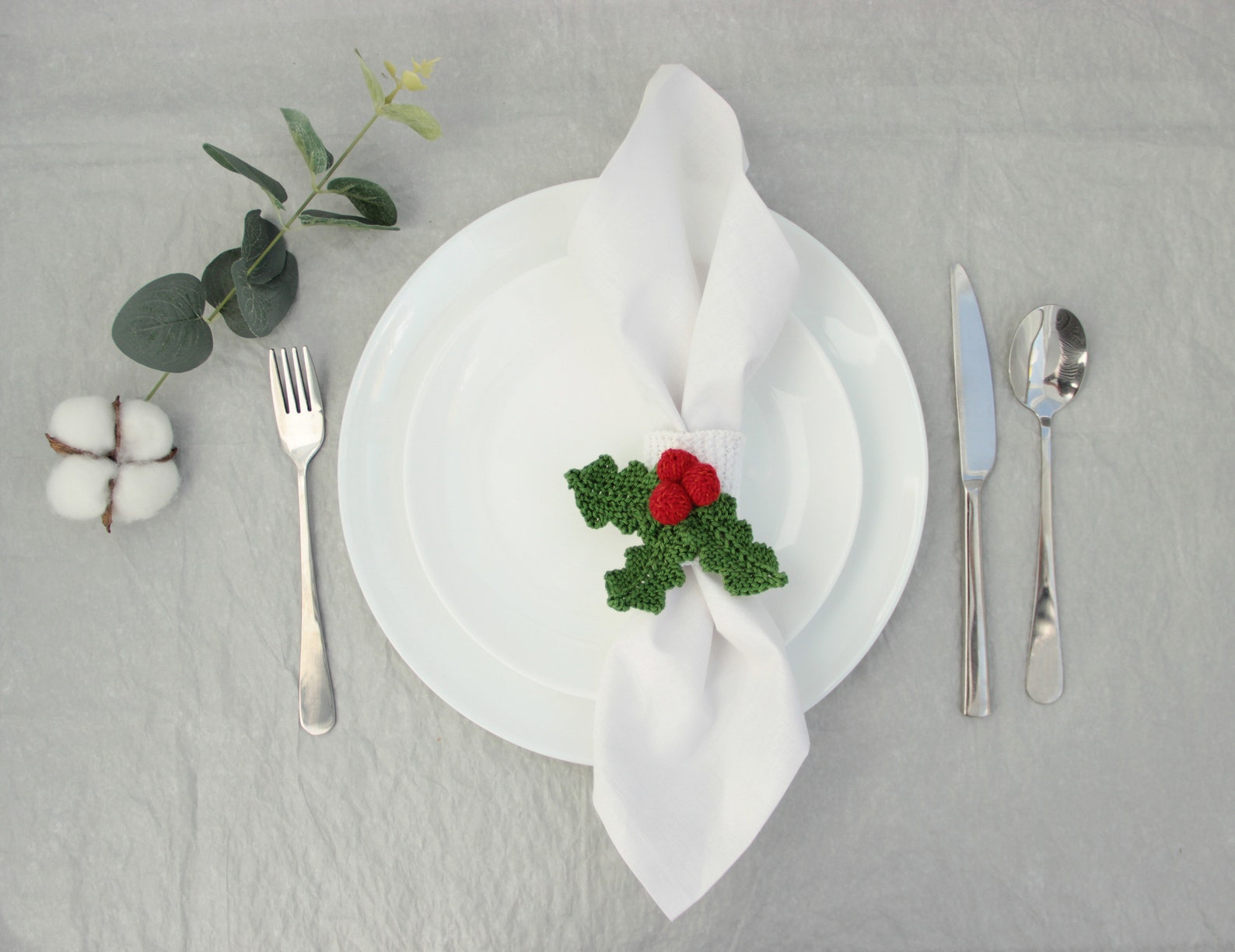 Holly Napkin Ring Knitting PATTERN Christmas Napkin Holders Etsy