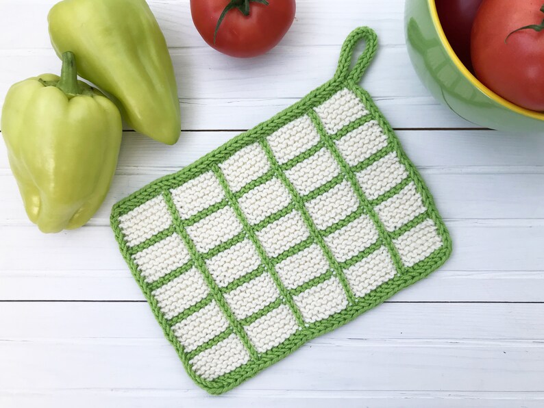 Dishcloth Knitting PATTERN PDF Potholder Knitting Pattern Knit Hot Pads Diy Tutorial Knitted
