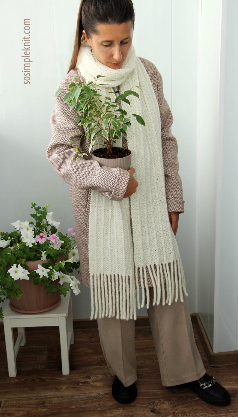 Scarf Knitting Pattern PDF | Long Knit Scarf Pattern | Reversible