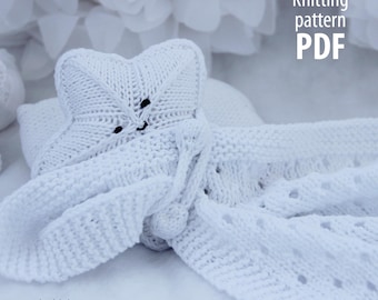 Stickmönster för säkerhetsfilt med Star Lovey, stickmönster för Baby Lovey, mönster för säkerhetsfilt, babyshowerpresent till nybliven mamma