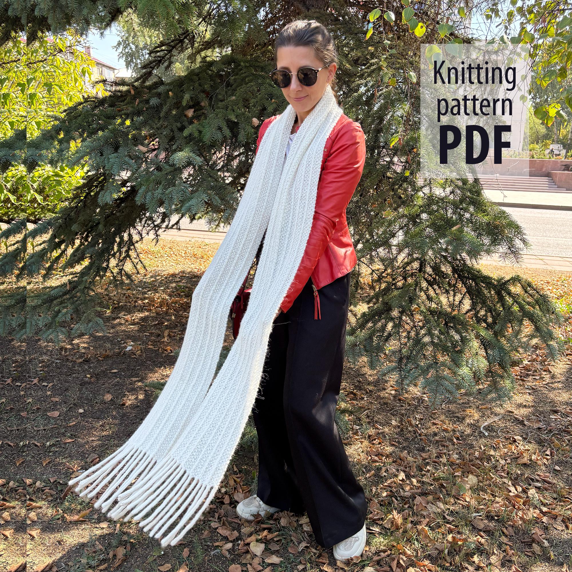 Scarf Knitting Pattern PDF | Long Knit Scarf Pattern | Reversible