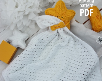 Star Lovey Knitting Pattern PDF, Baby Security Blanket Knit Pattern, Sleepy Star Lovey Toy (Digital Download)