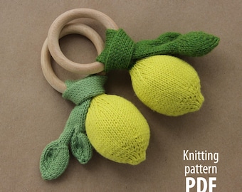 Stickmönster för bitring med citron: Stickad skallra (PDF-nedladdning)
