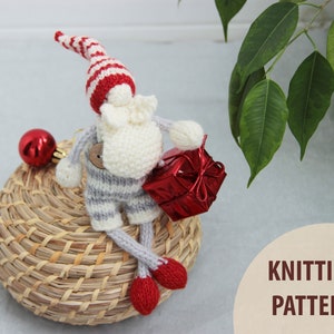 Christmas gnome knitting PATTERN, Scandinavian Gnome DIY tutorial, Christmas tree toy craft, Christmas ornaments pdf, Nisse gnome Tomte PDF