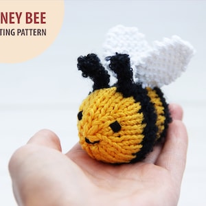 Honey bee knitting pattern, Knit bumble bee diy tutorial for bee baby shower, Amigurumi bee as a bee keeper gift, Crochet bee PDF Pattern