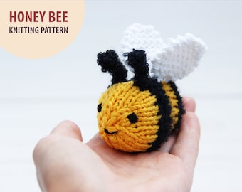 Stickmönster med honungsbi, Stickad humla gör-det-själv-handledning för bi-babyshower, Amigurumi-bi som biodlarepresent, Virkat bi PDF-mönster