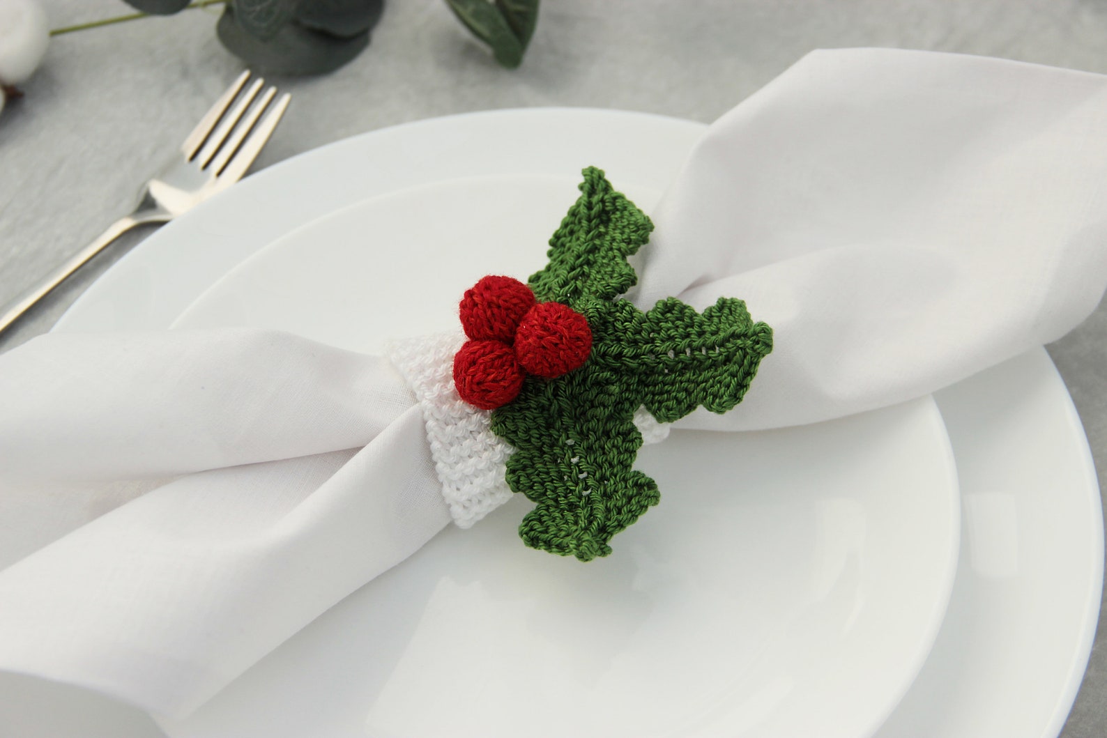 Holly Napkin Ring Knitting PATTERN Christmas Napkin Holders Etsy
