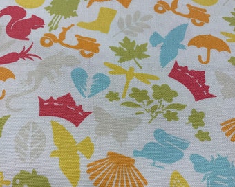 Whimsical Woodland and Curiosity Print in 100% Cotton Duck Cloth