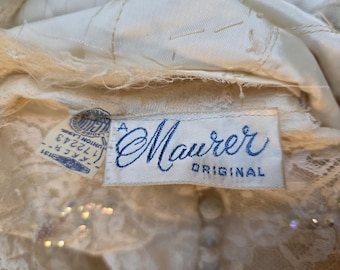 1950's Lace Maurer Original Bridal Gown, Made in USA