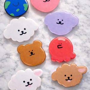 Various Character Grip – Cute 3D Shiny Phone Grip & Kickstand | Fidget Phone Holder | Adhesive Acrylic Animal Smart Phone Accessory