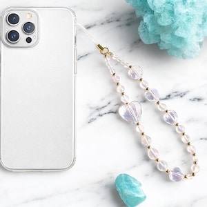Angel Aura Quartz Crystal Phone Charm: Heart Bead Wristlet