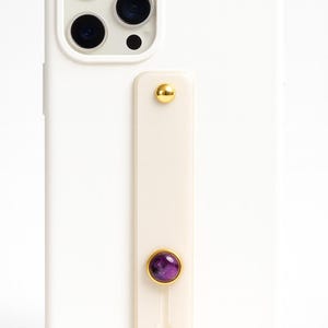 Amethyst Crystal Phone Grip Strap: Healing Gemstone Kickstand