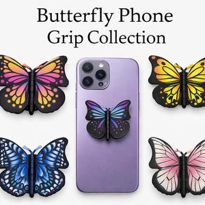 Butterfly Phone Grip Stand – Cute 3D Butterfly Phone Holder, Foldable & Rotating Wings Kickstand Grip iPhone Android Phone Stand Accessory