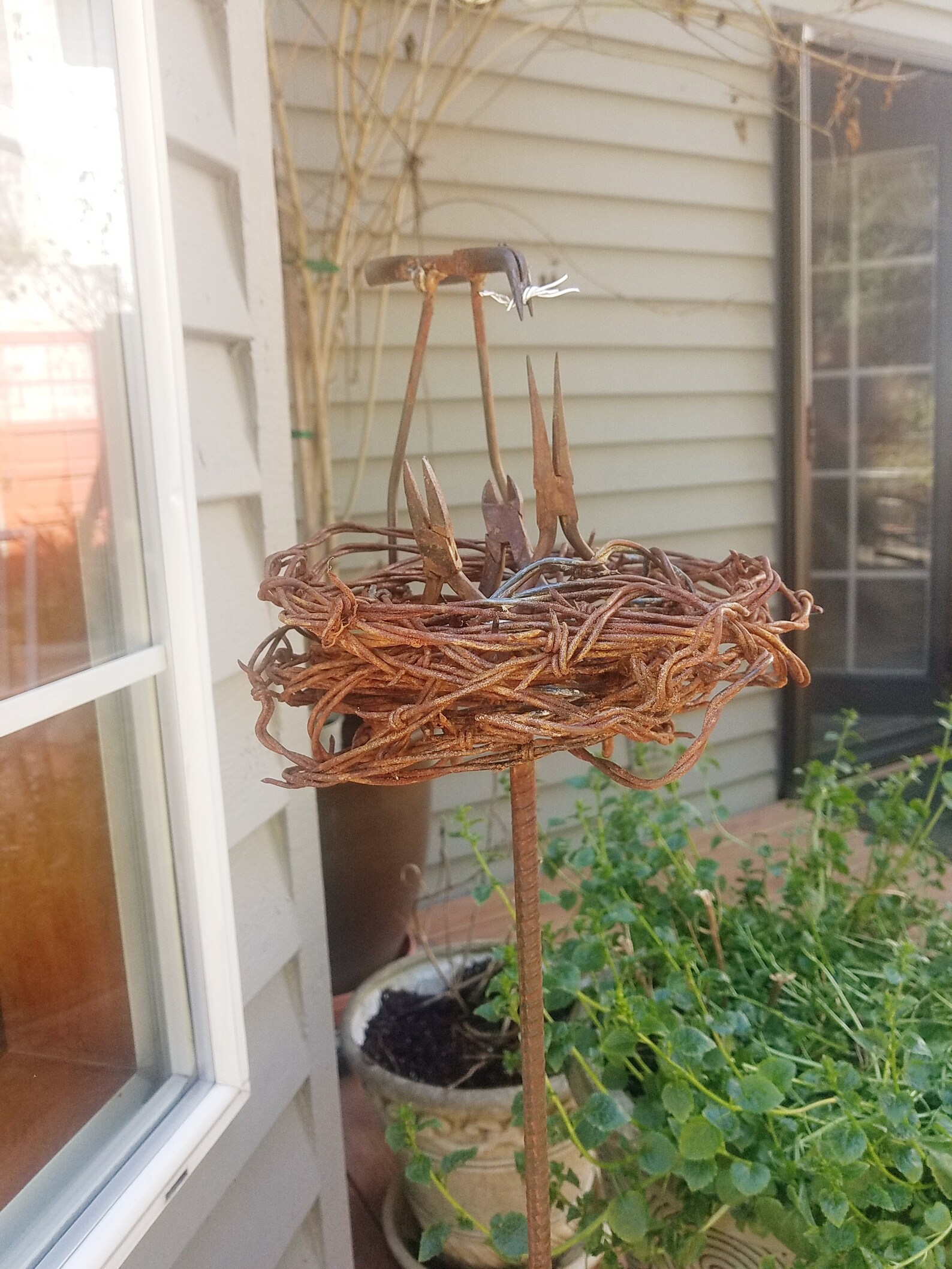 Birds Nest Metal Sculpture Etsy