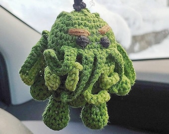 Colgante para coche Monstruo de las profundidades marinas Espejo retrovisor Peluche Kraken peculiar Regalo para conductor