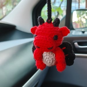 Red Dragon, rearview mirror accessories, car hanging ornament,  spooky  horror gothic decor, Car Charm, dashboard decor jeep accessories