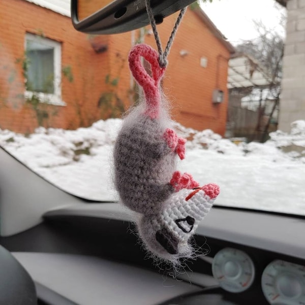 Possum Crochet Rear View Mirror Pattern Etsy