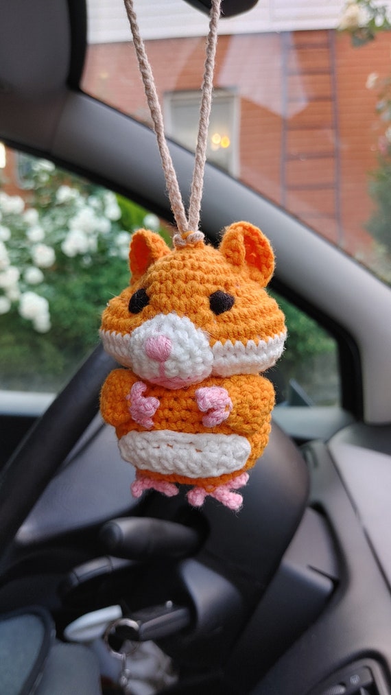 ROIROM キーホルダー　クッション Hamster Plush, Car Rear View Mirror, Hanging Ornament, Pet