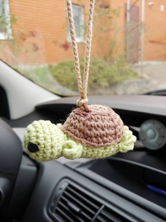 Schildkröte Auto Ornament, Auto Rückspiegel, niedliches Auto Zubehör,  Schildkröte süßer Hai klein, Dashboard Dekor, Robbe Stofftier - .de