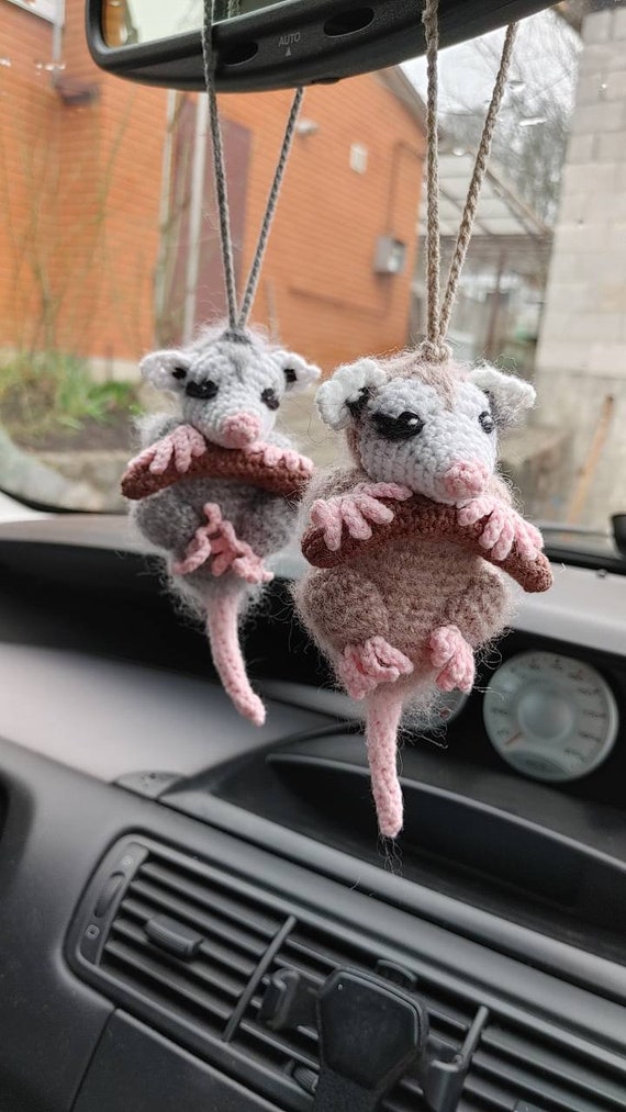 Possum Car Hanging Accessories, Cute Accessories Interior, Charm Opossum  Plush, Dashboard Decor, Stuffed Animal, Rear View Mirror Accessory 