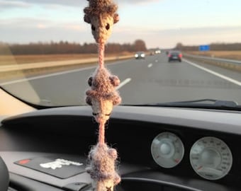 Ciondolo per auto con catena a forma di famiglia di opossum, Derpy Possum Trio, accessorio per specchietto retrovisore