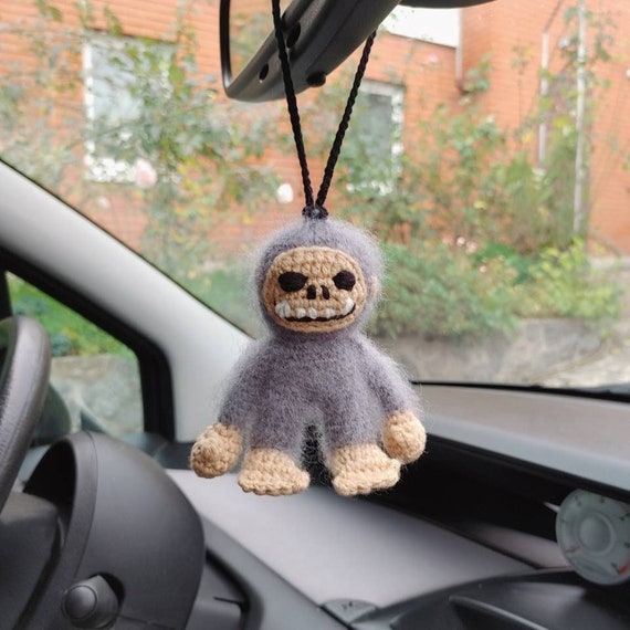 Bigfoot Car Charm Sasquatch Mirror Hanging Silly Yeti Plush Quirky Cryptid Decor Driver Gift