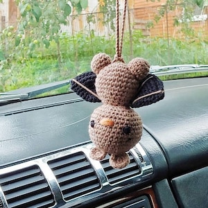 Car accessories bat,  car accessories for women for men, car mirror hanging accessories boho, crochet halloween tech accessories, bat plush
