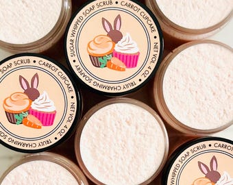 Carrot Cupcake Sugar Scrub, Easter Basket, Spring Gift, Handmade Soap