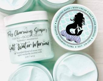 SALT WATER MERMAID Hand + Body Cream, Body Lotion, Body Butter, Aromatherapy, Gifts for Her, Summer Collection, Spa Gift, Beach Lover