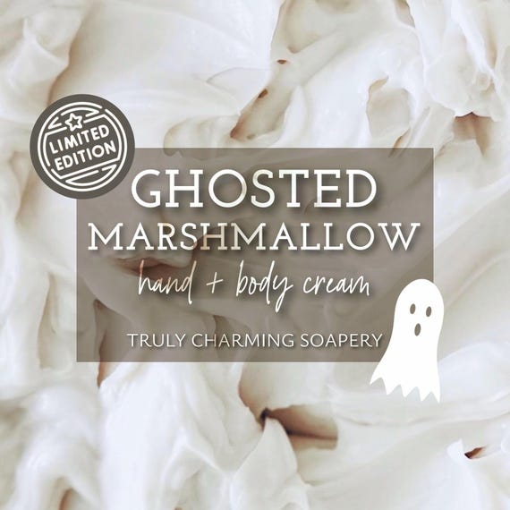 Ghosted Marshmallow Hand & Body Cream, Body Lotion, Body Butter, Aromatherapy, Gifts for Her, Halloween Party Favor, Bath and Body, Spa Gift