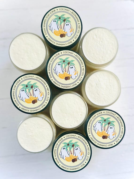 Coconut + Boonanas Foaming Sugar Scrub, Summerween Collection, Party Favor