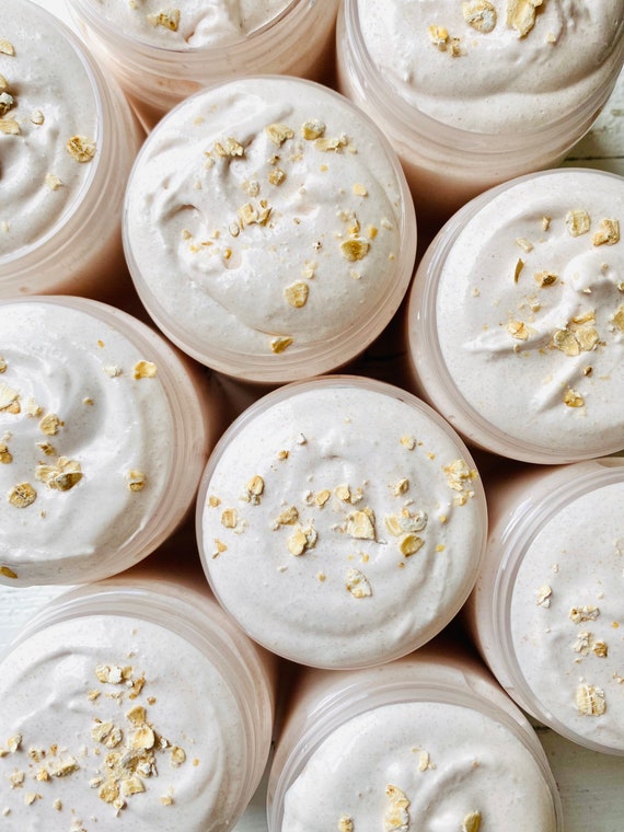 Oatmeal Milk + Honey Sugar Whipped Soap Scrub: Exfoliating Body Polish