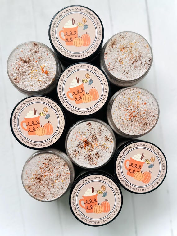Sweet Pumpkin Spice Sugar Scrub, Foaming Soap Scrub, Fall Collection, Aromatherapy, Party Favor