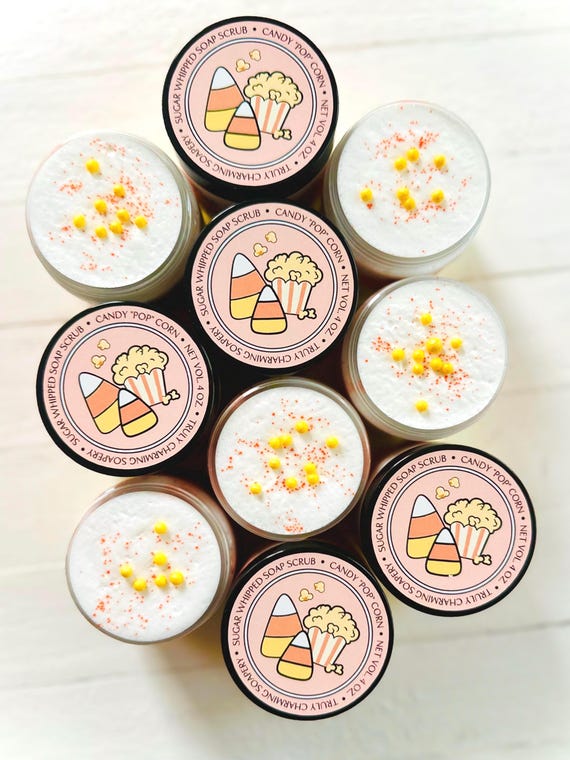 Candy "Pop" Corn Foaming Sugar Scrub, Halloween Gift, Party Favor