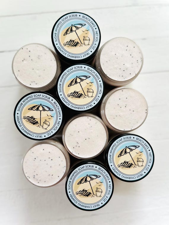Beach Days Sugar Whipped Soap Scrub, Beach Wedding Favor, Aromatherapy, Summer Collection