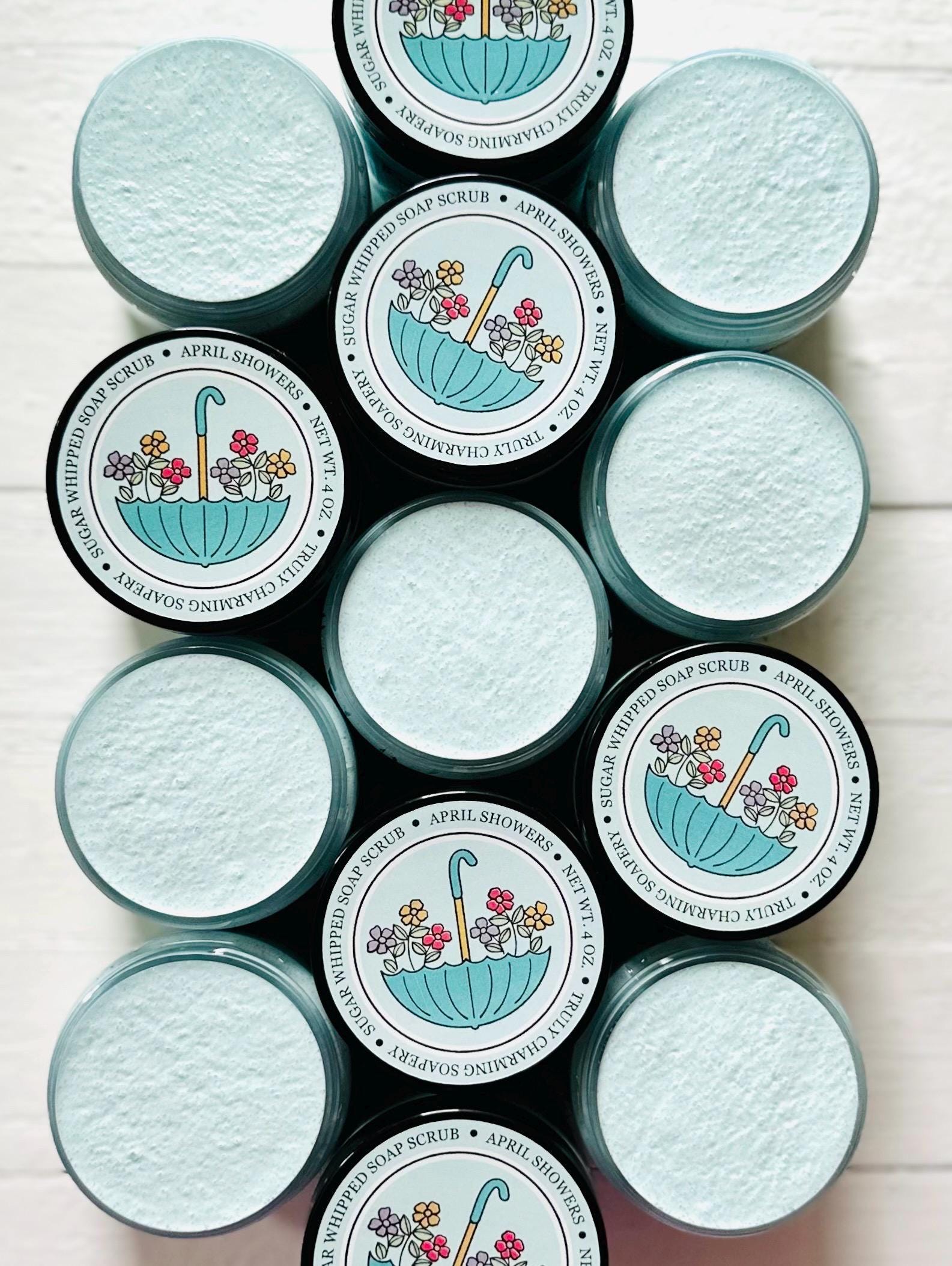 APRIL SHOWERS Sugar Whipped Soap Scrub, Bath & Body, Aromatherapy, Spring Collection, Gifts for Her, Baby Shower Favors, Bridal Shower Favor