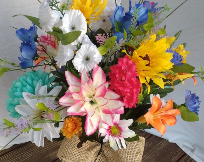 Cemetery Flowers for Vase,grave Decoration, Spring Floral Arrangement