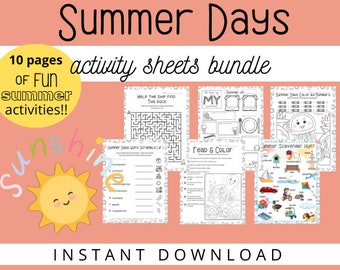 Summer Worksheets,Summer Workbook,Kindergarten Worksheet,Printables for kids,Kindergarten printable,Worksheets for kids,First Grade Work