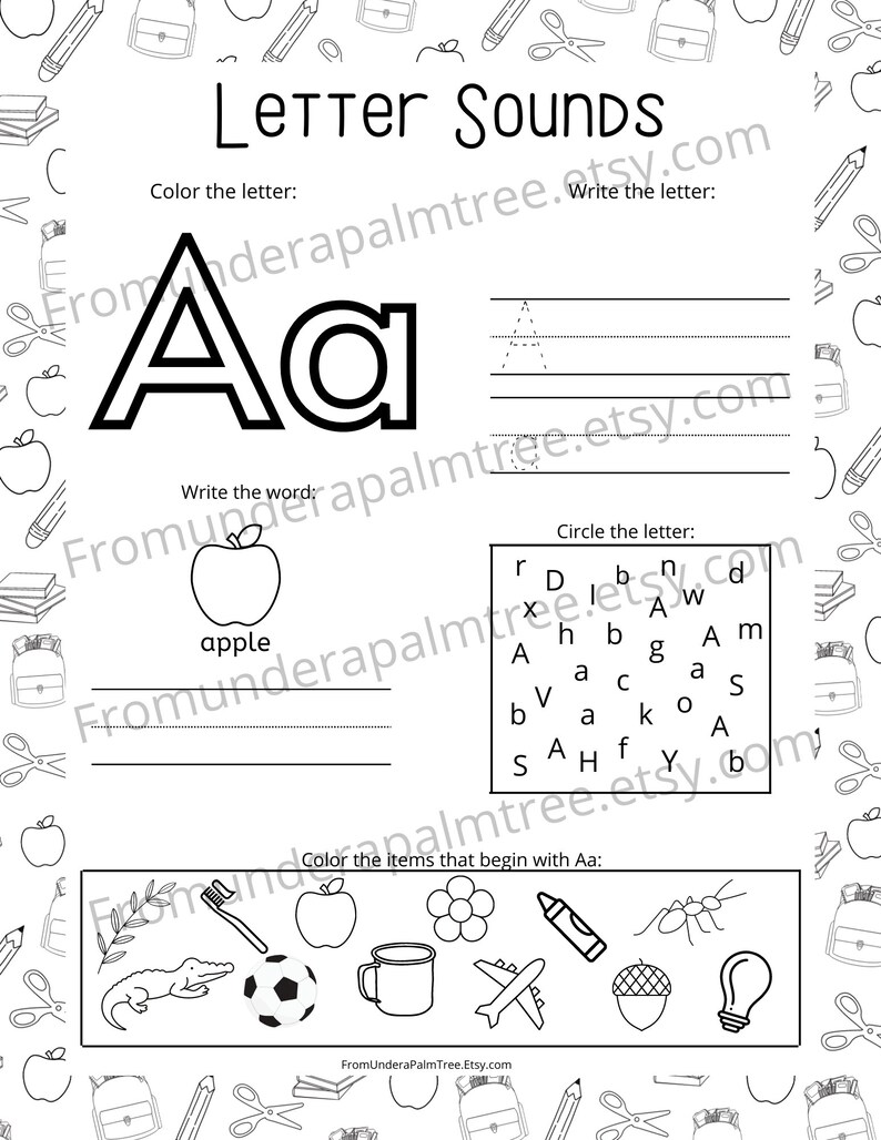 Kindergarten Review Summer Workbook, Kindergarten Worksheet, Printable