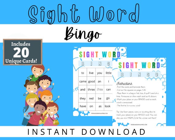 Sight Word Bingo Printable | Etsy