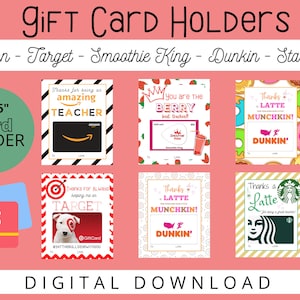 Porta tarjetas de regalo, Porta tarjetas de regalo imprimible, Porta tarjetas de regalo de agradecimiento para maestros, Regalo de agradecimiento para maestros, Regalo de descarga digital