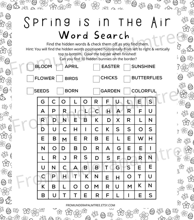 Spring Word Search Kids Word Search Learning Worksheets Spring