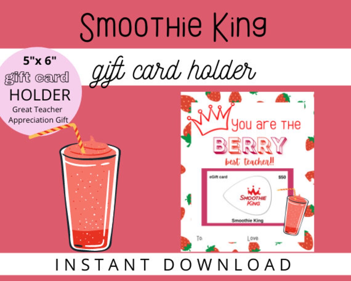 Smoothie King Gift Card Holder Printable Gift Card Holder Etsy