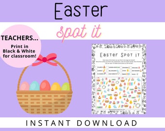 Easter Spot It Printable Game, Kids Printable Game, Kids Printable, Easter, Printable, Easter Worksheet, Kindergarten Worksheet, Easter